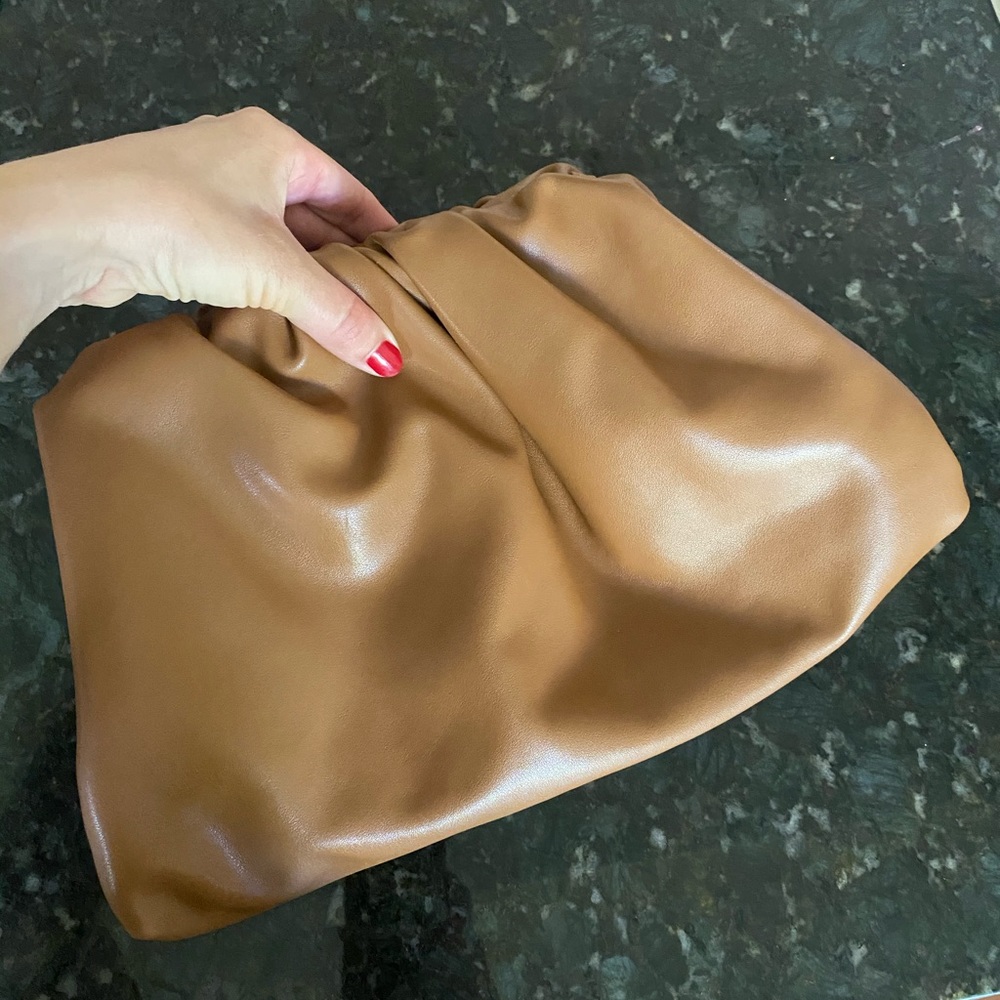 Brown Genuine Leather Cloud Clutch Purse